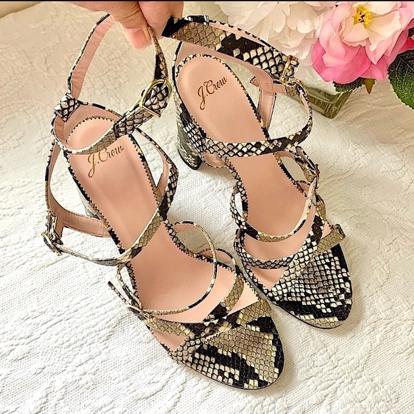 NEW J. Crew Stella Strappy Snake Sandals High Heel 10 - Picture 4 of 16